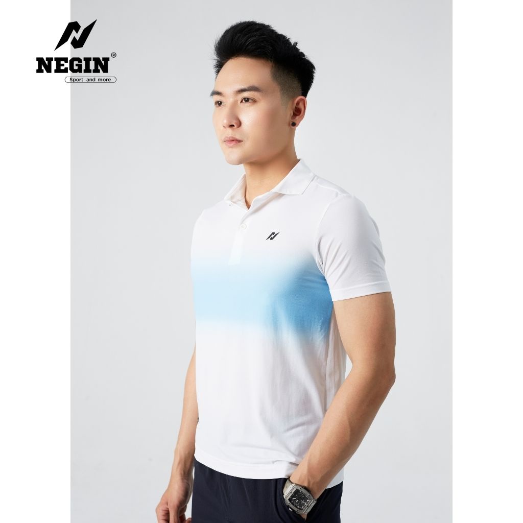 Áo Thể Thao Nam Cổ Bẻ NEGIN Tay Ngắn Phối Màu Trước Ngực, Chất Liệu Thấm Hút Tốt AND347M
