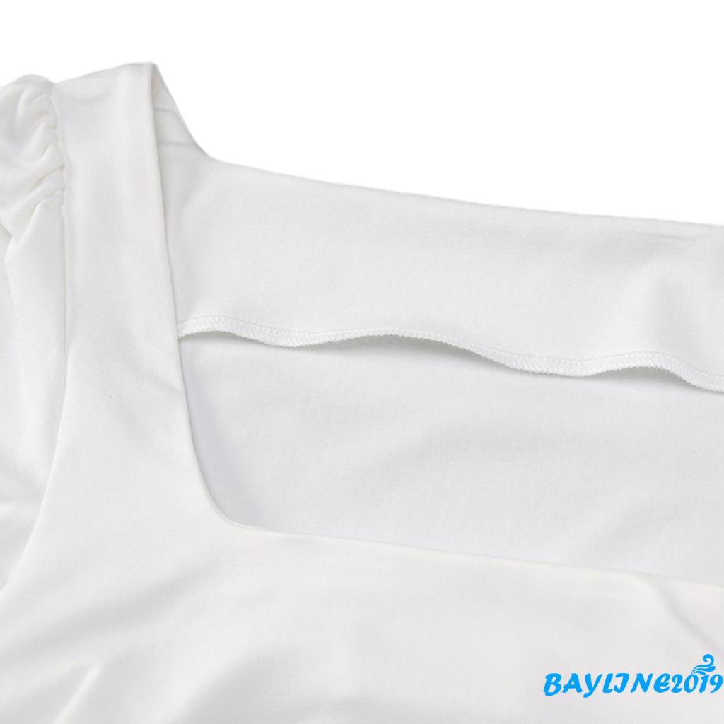 Đầm tay dài cổ vuông màu trơn dáng ôm thời trang cho nữ