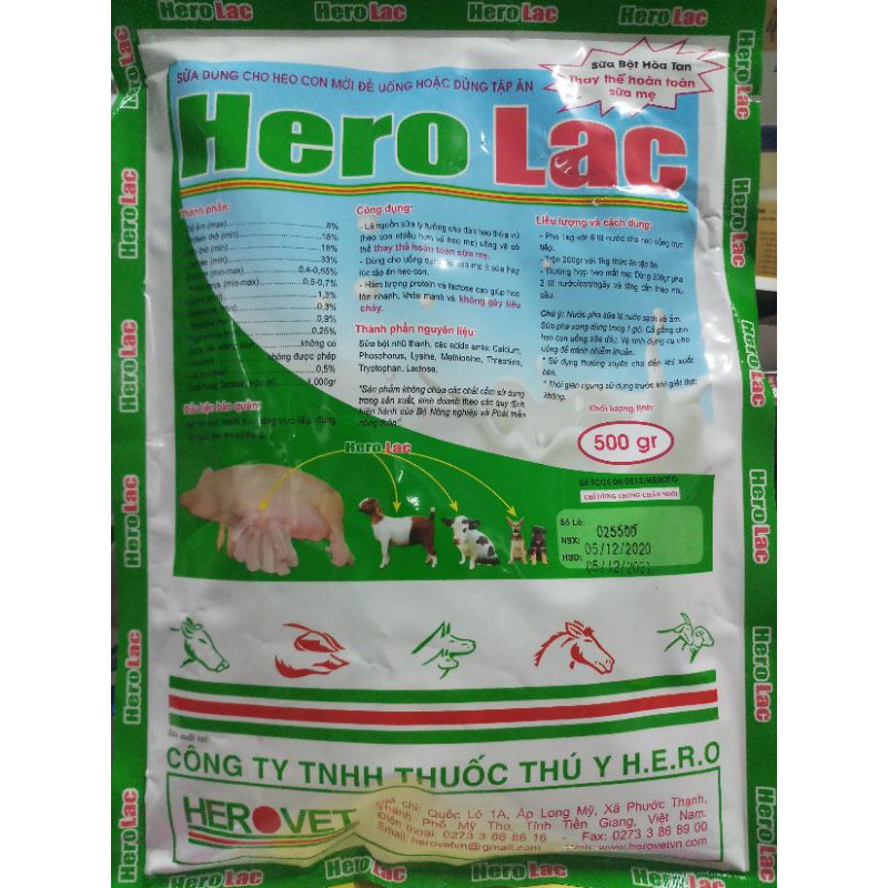 Hero Lac gói 500 gram sữa bột cho heo con (best seller)