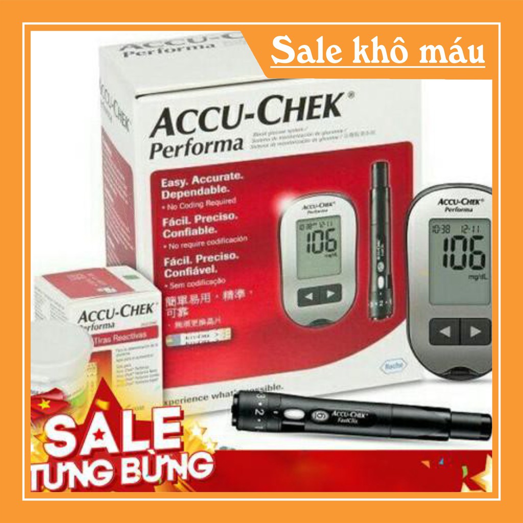 (có sẵn) [Chỉ 1 ngày] Máy đo đường huyết accu-check Performa tặng hộp que thử 10 que