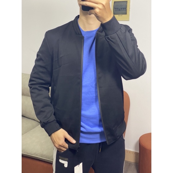 Áo nỉ nam ZA04 vải pique co giãn, bomber nỉ hàng xuất dư nguyên chip.