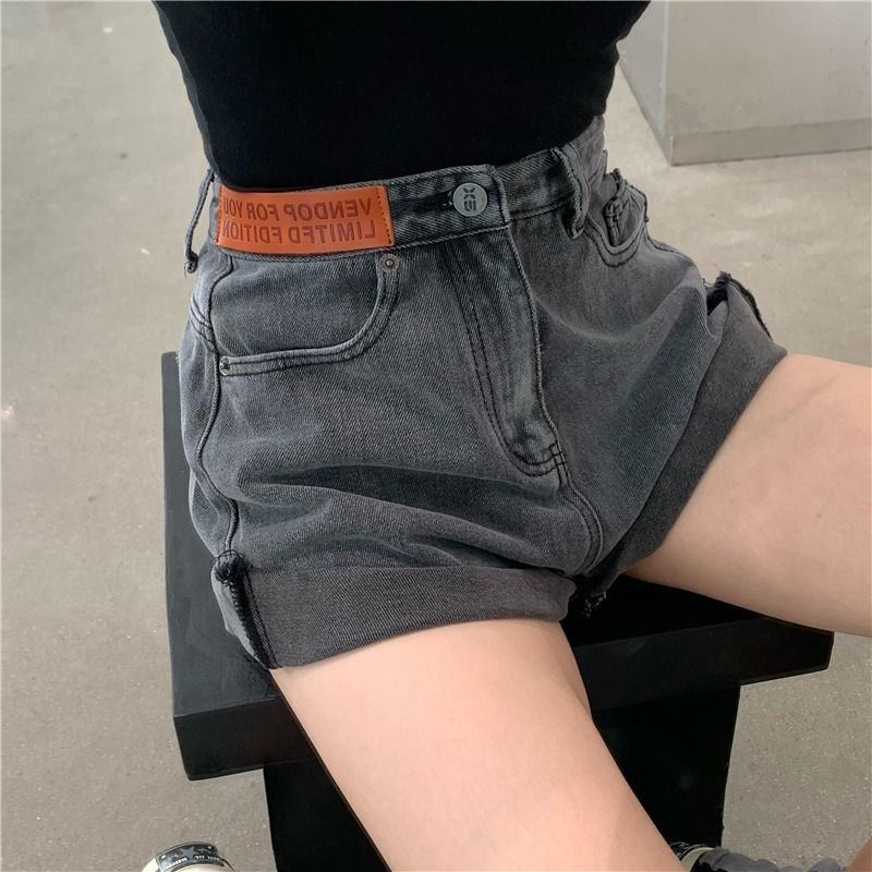 Quần Short Denim Lưng Cao Ống Rộng Thời Trang Hàn Quốc