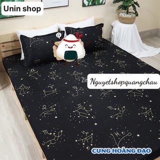 (Gì cũng rẻ) Bộ 3 món ga kèm 2 áo gối m6/m8/2m2, drap bo chun bọc nệm mẫu Cung hoàng đạo poly cotton