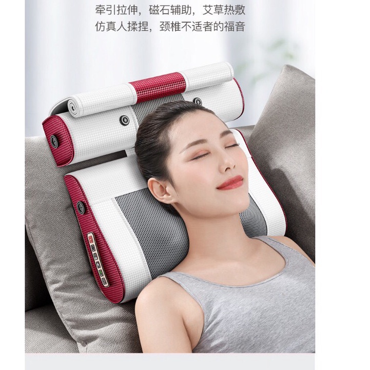 Gối massage hồng ngoại Okato dành cho cổ vai gáy 8 bi, gối mát xa hồng ngoại okato chính hãng bảo hành 1 năm