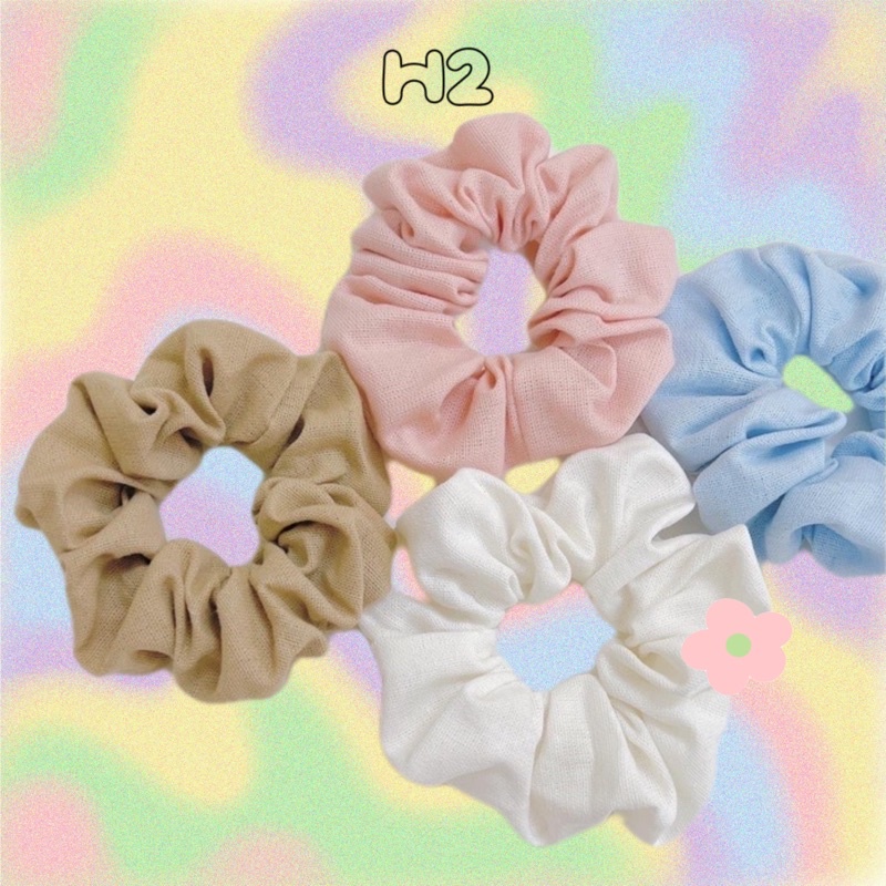 Scrunchies chun buộc tóc vải linen