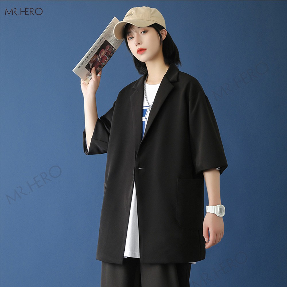 Áo blazer tay lỡ unisex form rộng nam hè thu phong cách Hàn Quốc-BZ05 M.RO