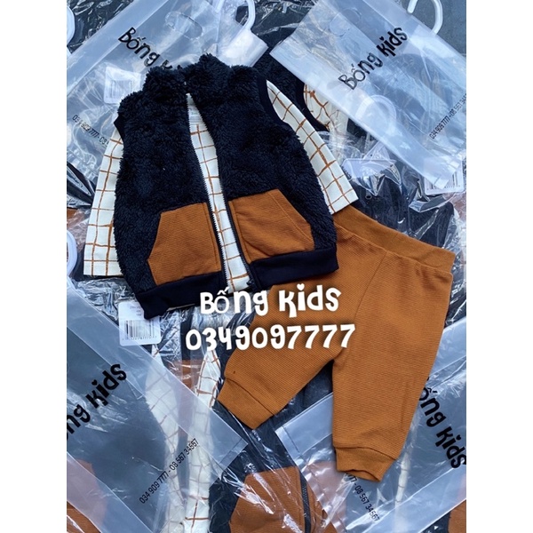 Bộ 3 Món Bé Trai Gile Lông Cừu PloBaby