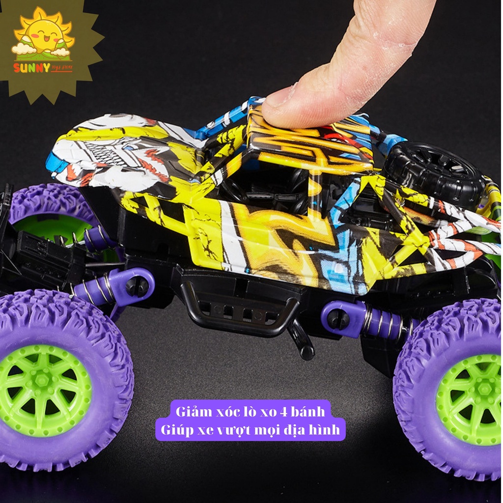 Combo 2 xe đồ chơi địa hình lớn và nhỏ, xe dẫn động 2 cầu, giảm sóc 4 bánh, lốp xe bằng cao su an toàn - Sunny Kids