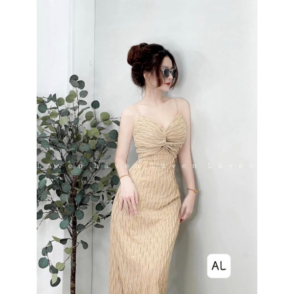 Đầm 2 dây xoắn ngực from xoè chữ A
