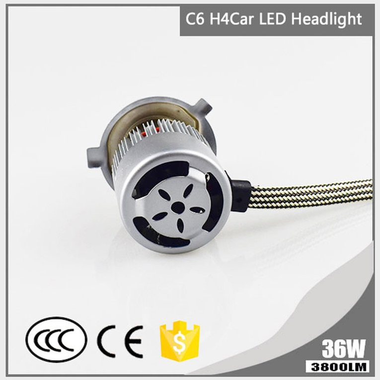 2 Đèn Pha Led 6000k 36w 3800lm C6 Cho Xe Hơi