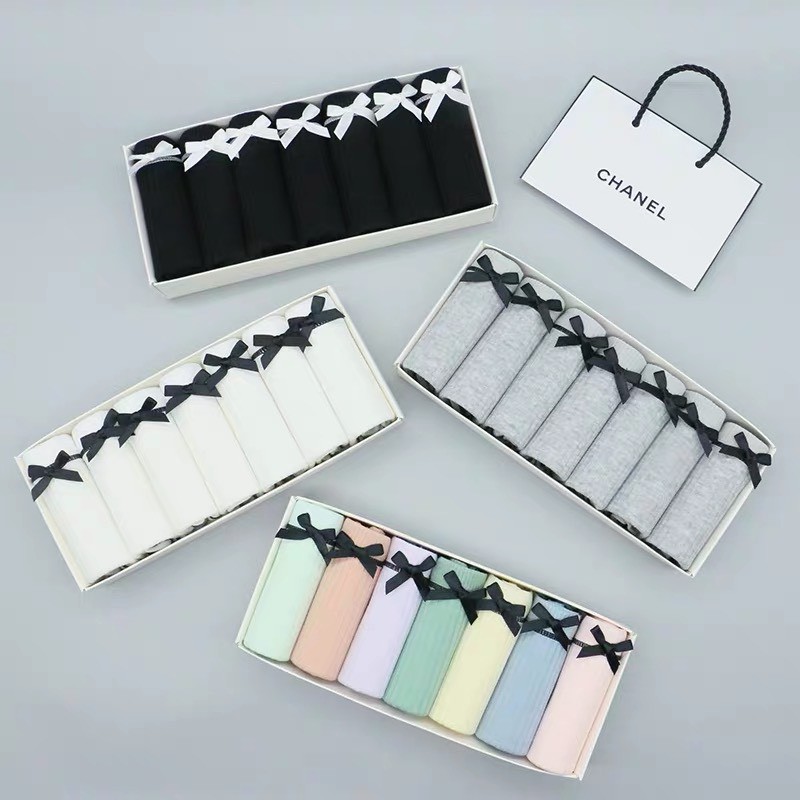 Quần Lót Nữ chất Cotton gân tăm viền đen điệu đà đính nơ xinh mẫu QL009