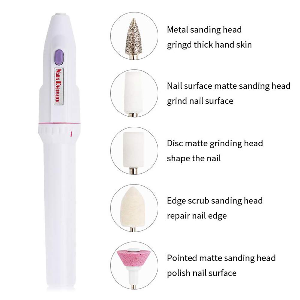 Máy mài móng dùng pin cầm tay mini tặng kèm 5 đầu mài chuyên dụng