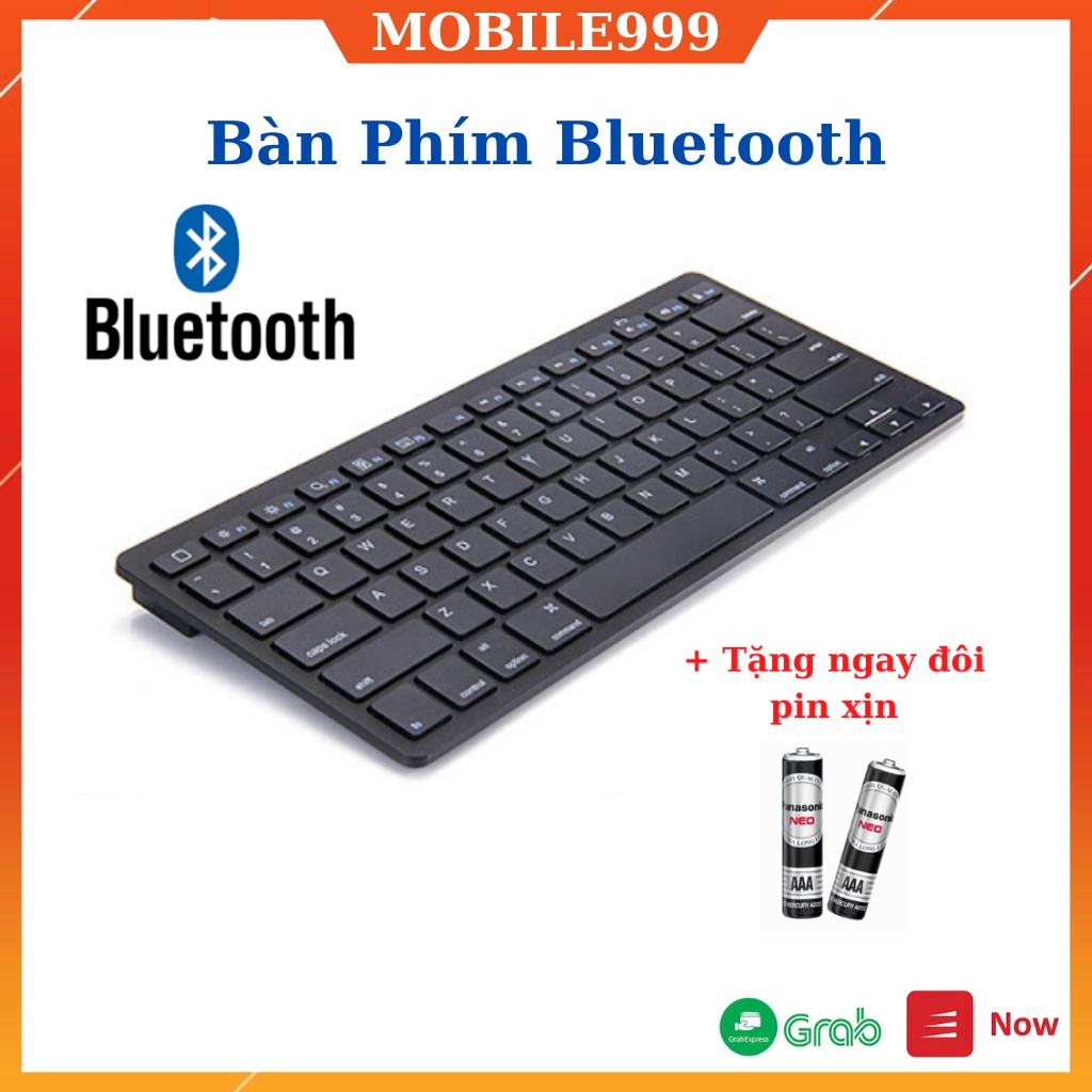 Bàn Phím Bluetooth Không Dây Siêu mỏng - Phím ấn cực nhẹ - Dùng cho Điện Thoại - Máy Tính Bảng MOBILE999