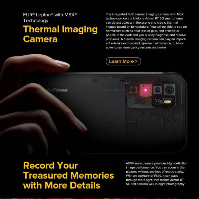 Ulefone Armor 11T 5G, Máy ảnh nhiệt, 8GB + 256GB