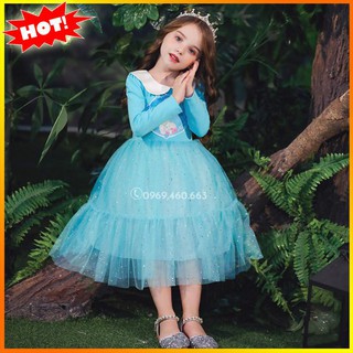 [NHẬP KIDTET hoàn 15% xu đơn 150k] Váy Elsa Cotton Thu Đông Cho bé. Váy Đầm Elsa Công Chúa Mẫu Mới Nhất