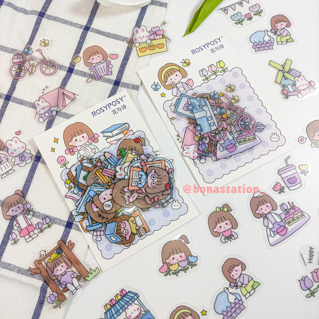 Bộ 40 sticker trang trí Rosy Posy Sweet cub | BSB079