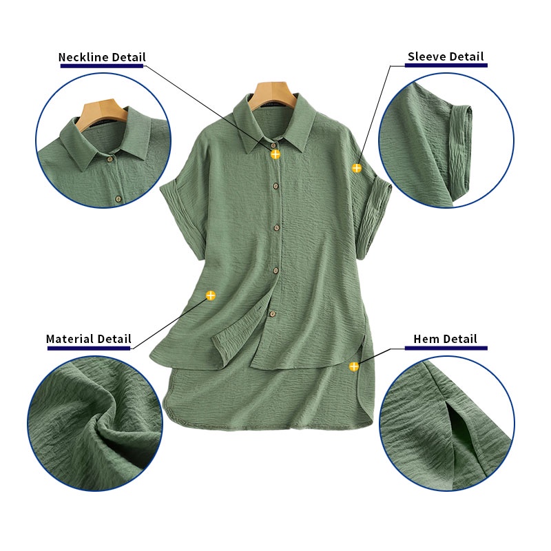 Áo sơ mi ZANZEA tay ngắn dáng rộng thời trang dành cho nữ