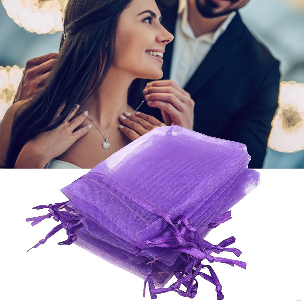 Bộ 10 túi đựng quà vải lưới kiểu dây rút tiện lợi