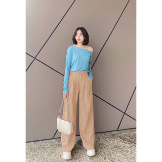 Quần Ống Rộng Suông, Culottes Dáng Dài Lưng Cao Khóa Trước Chất Liệu Nhung Tăm Cao Cấp Thời Trang Thu Đông Cho Phái Nữ
