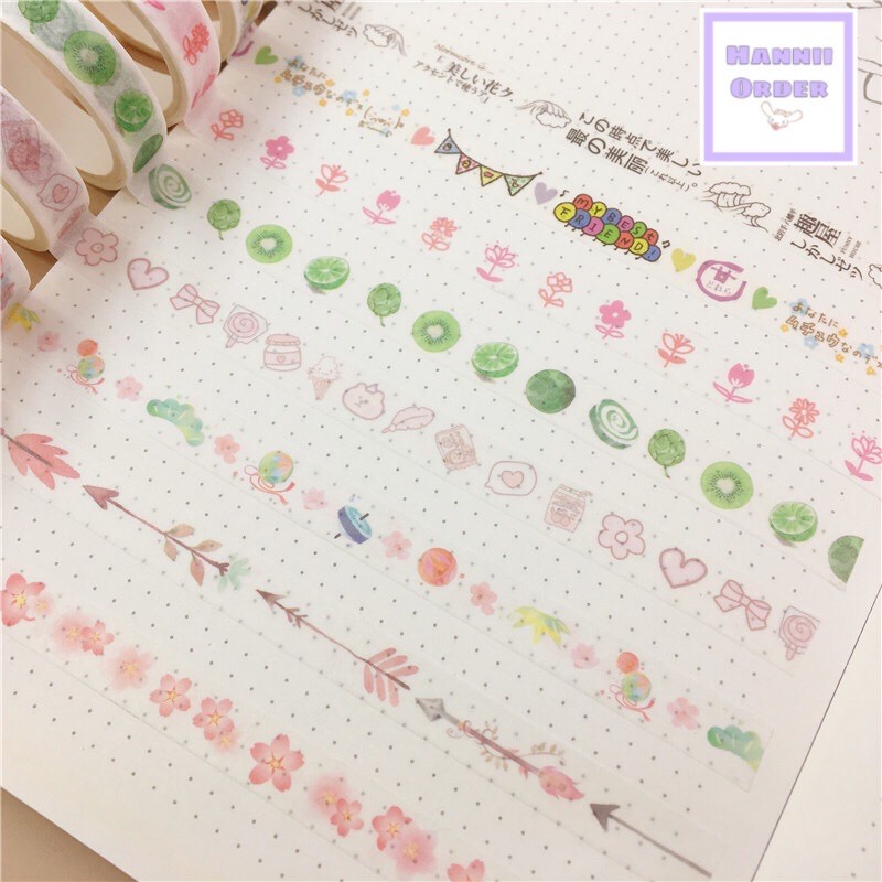 Set 8 washi size 1cm*2m hình cute