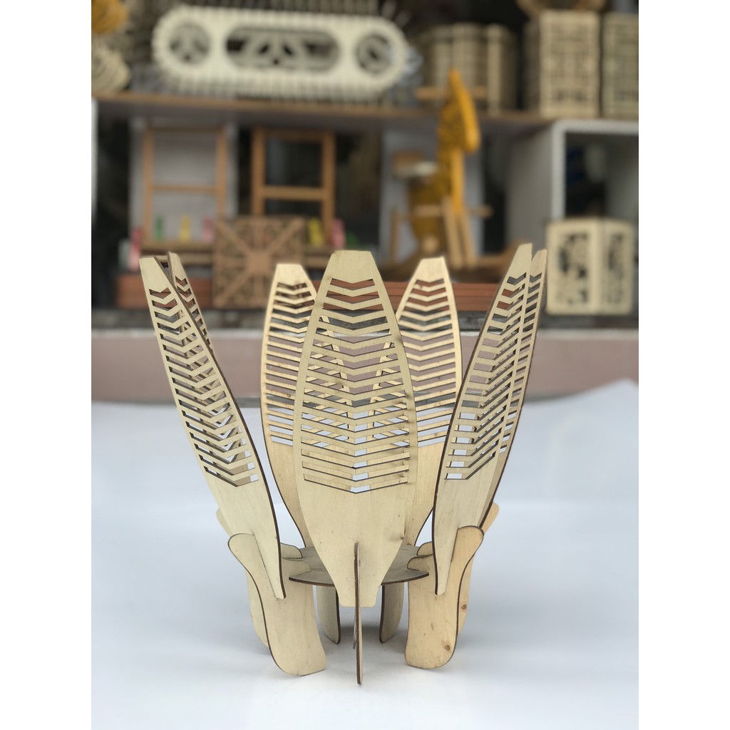 Đèn Gỗ Lá Cây DG021 - Đèn gỗ thả trần trang trí nhà cửa, quán cafe, nhà hàng