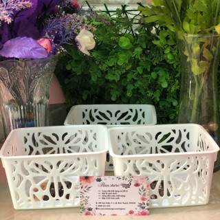 Rổ nhựa trắng chữ nhật