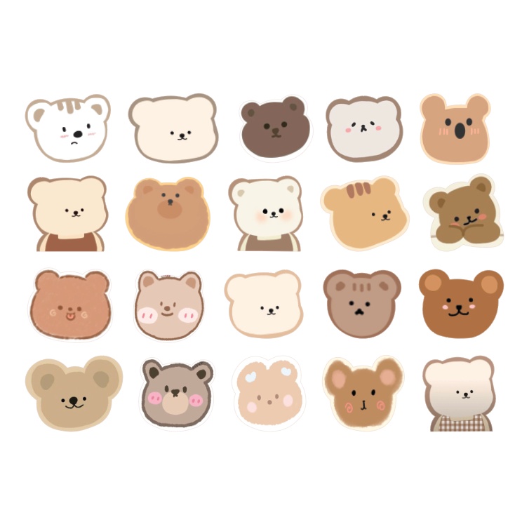 Sticker gấu nâu Dotodot dán bình sữa 24 item - chống nước, tiệt trùng UV by Lemon Decor