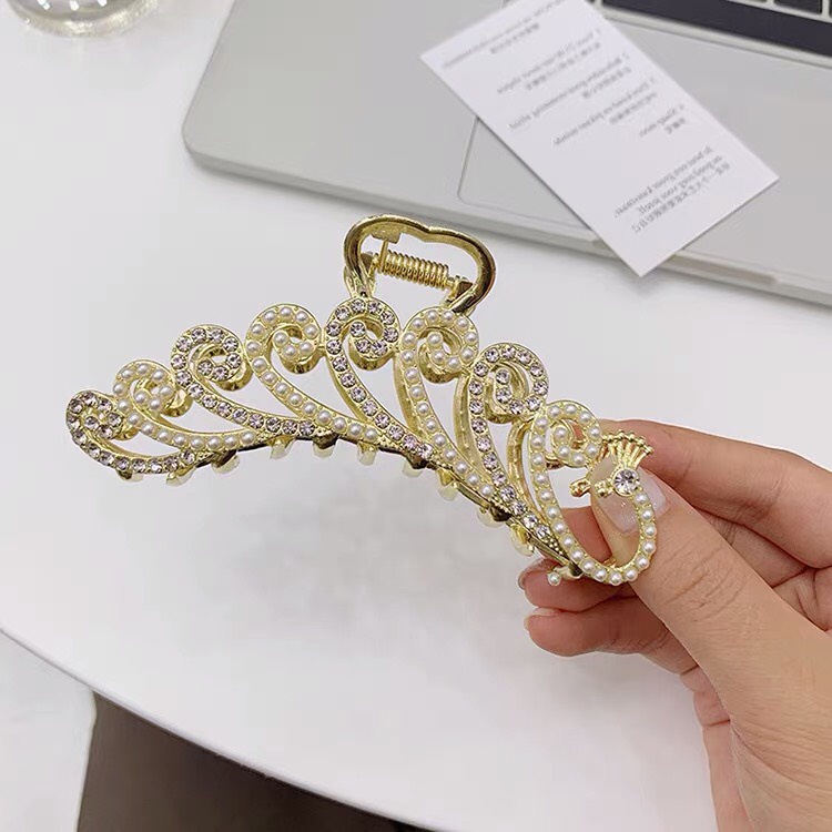 Kẹp tóc Hàn Quốc đính đá Aikimo Kẹp tóc càng cua kim loại Peacock con Công xinh sang chảnh thời trang cho nữ cỡ lớn KPC