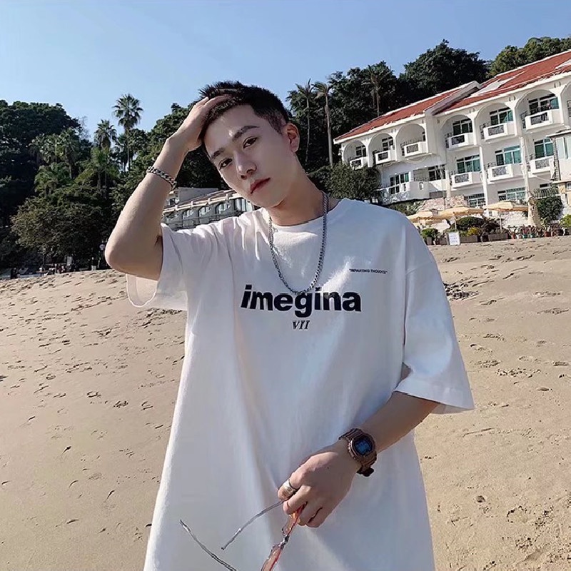 Áo Thun Tay Ngắn Cổ Tròn In Chữ Dáng Rộng Thoải Mái Thời Trang Cho Nam Size M-5XL