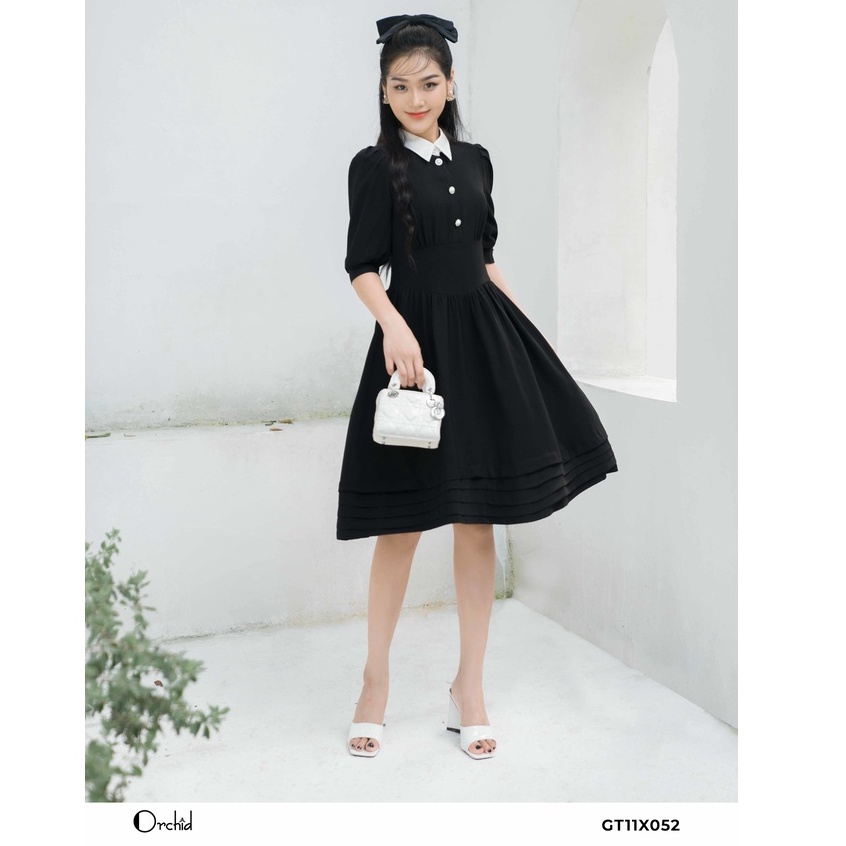 Đầm nữ thiết kế chất đũi Hàn cổ polo đuôi váy xòe Orchid - GT11X052