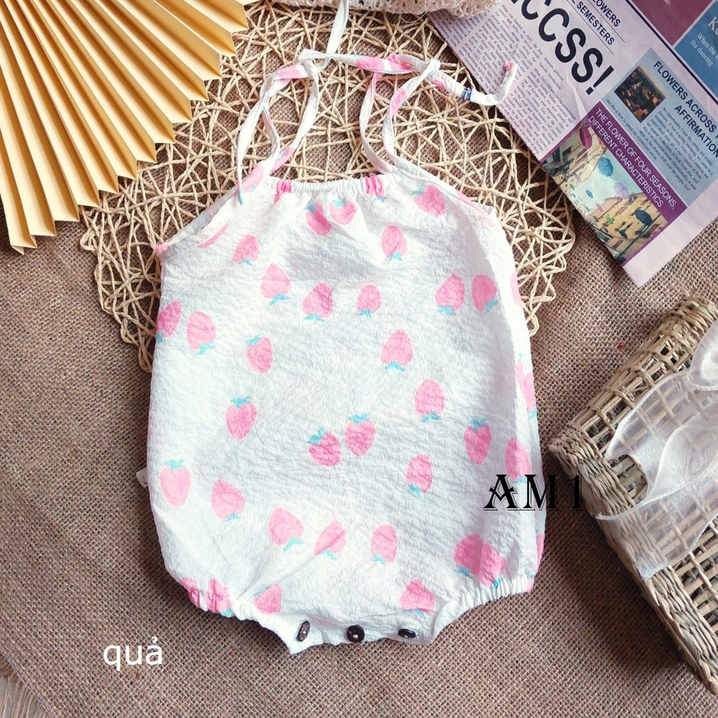 (5-12kg) Đồ bộ body bé gái vải xô QATE757 - Đồ bộ sơ sinh cho bé gái quần áo 2 dây QATE908
