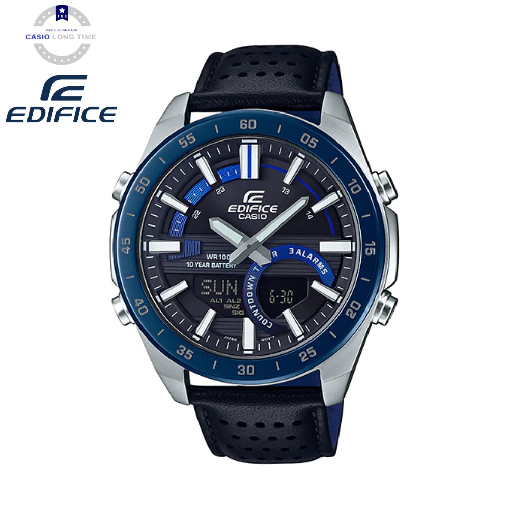 Đồng Hồ Nam Casio Edifice ERA-120BL-2AVDF Dây Da Cao Cấp - Viền Mặt Mạ Xanh - Pin 10 Năm