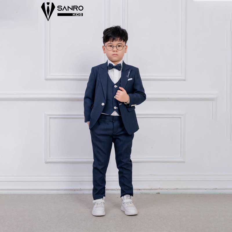 Bộ vest bé trai thiết kế màu tím than
