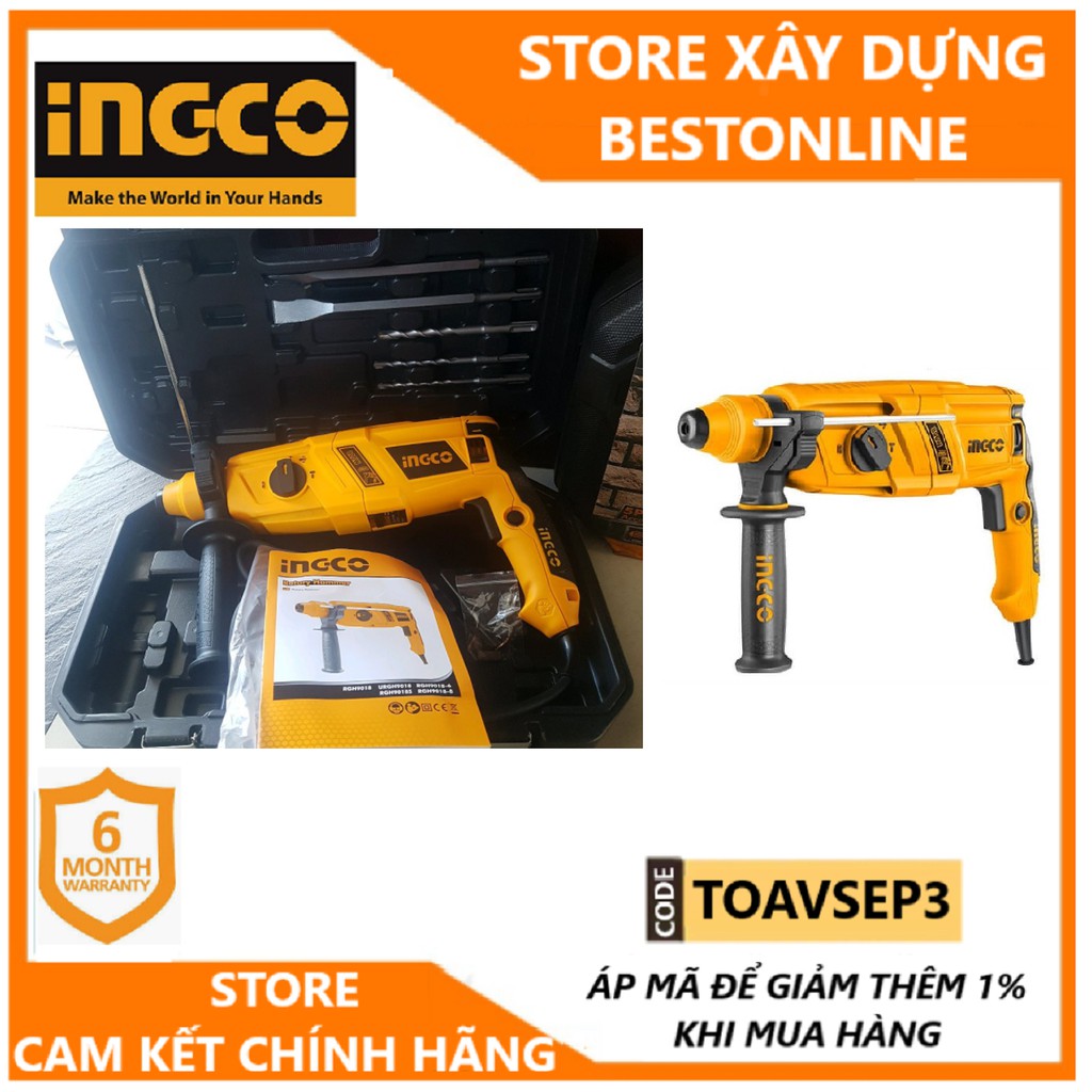 [SALE 10-10] MÁY KHOAN BÚA 800W INGCO RGH9018 CHÍNH HÃNG