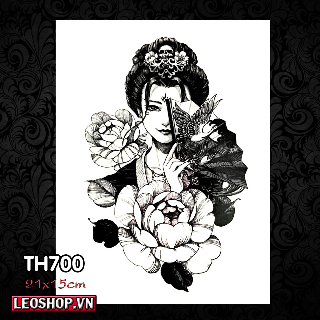 Hình Xăm Dán Geisha, Gái Nhật, Cô Gái Các Loại 5 (21x15cm)