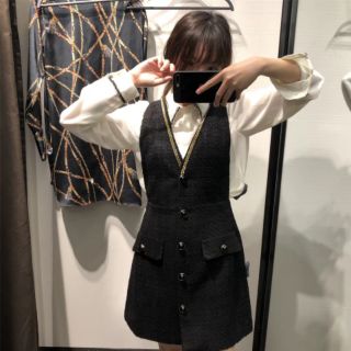 Yếm zara đen lì vải tweed