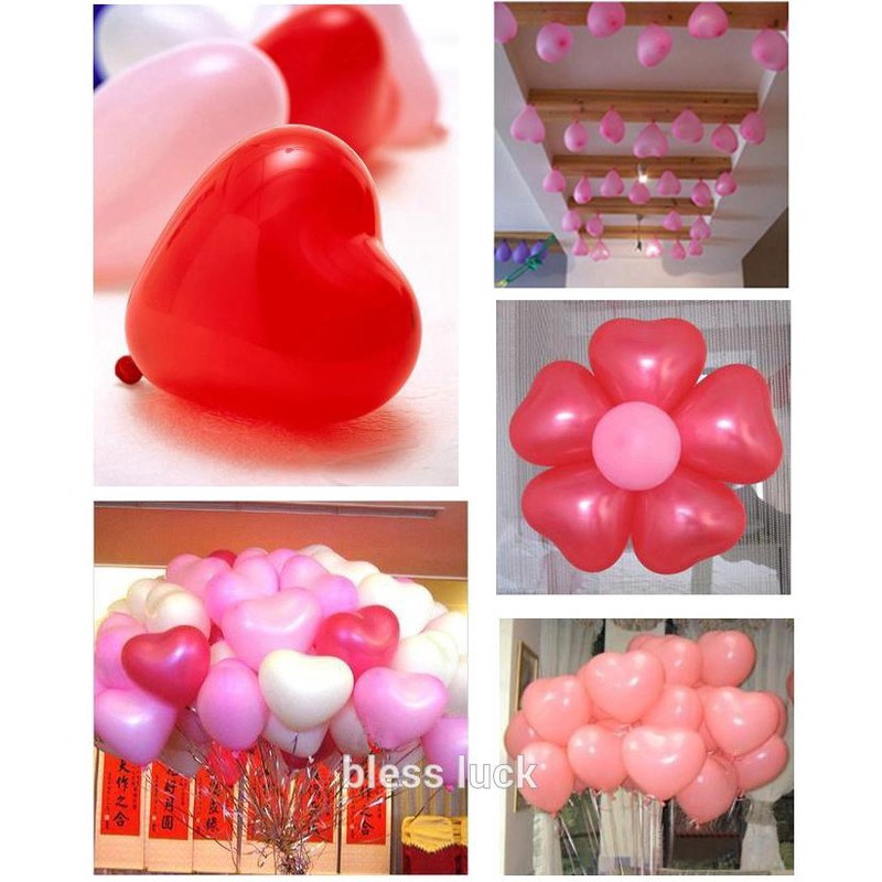 50 Bong Bóng Latex Hình Trái Tim Dùng Trong Trang Trí Tiệc Cưới, Sinh Nhật, Valentine