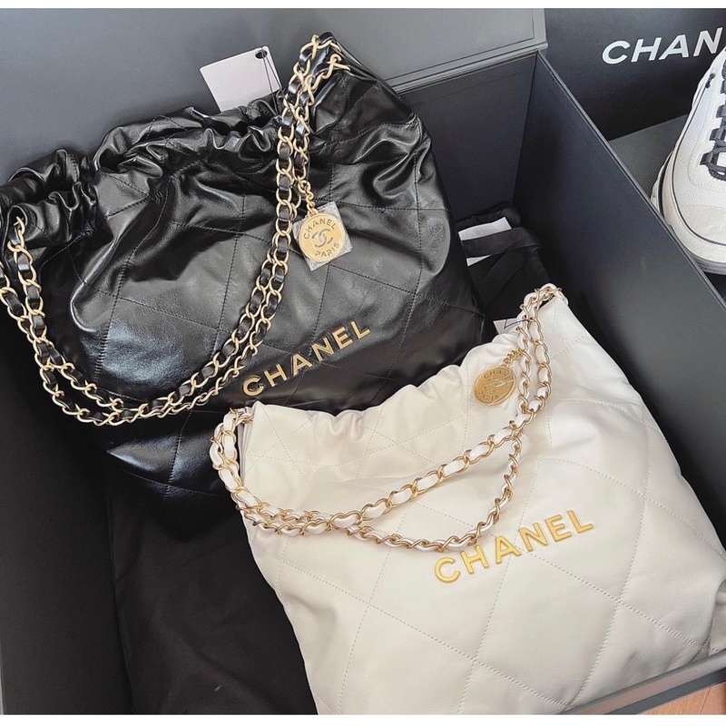 Túi xách Cn shopping bag phối xích da nhăn mềm kèm ví Hàng Super Fullbox size 30 32 36