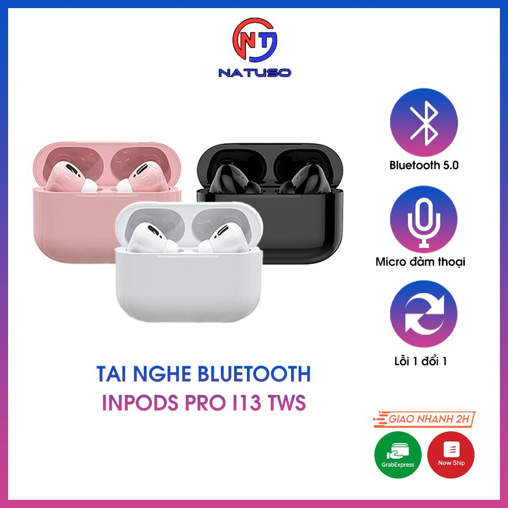 Tai nghe bluetooth không dây có mic i12 có hộp sạc màu macaron inpods 13 nút cảm ứng