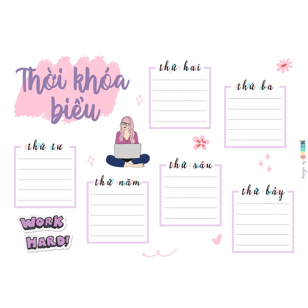 Thời khóa biểu thiết kế theo phong cách bullet - TKB01