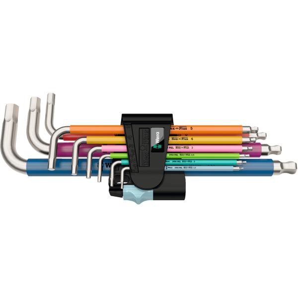 Bộ khóa lục giác thép không gỉ nhiều màu sắc 3950/9 Hex-Plus Multicolour Stainless 1 L-key set, metric, Wera 05022669001