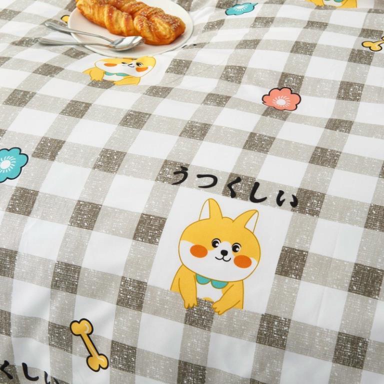 Trọn Bộ 4 Món Thương Hiệu 🌸EVILY🌸 Chăn Ga Gối Mền Cotton Poly MẪU CÚN CHIBA KẺ VÀNG Dễ Thương Cute.