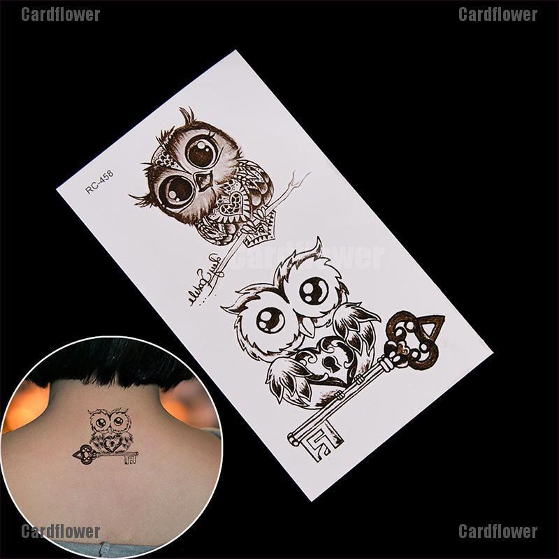 1 Hình Xăm Dán Tạm Thời Hình Cú Mèo Dễ Thương