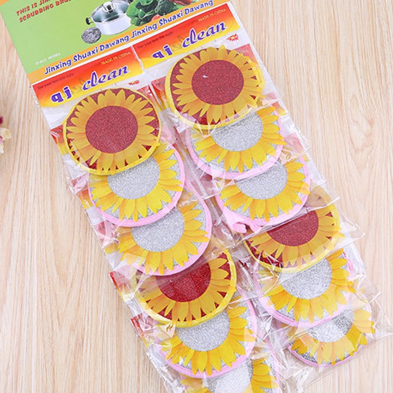 Bọt Biển Ma Thuật Nhà Bếp Gia Đình Houseeker Khăn Lau Đĩa Hai Mặt Tròn Miếng Cọ Rửa Vệ Sinh, Màu Sắc Ngẫu Nhiên