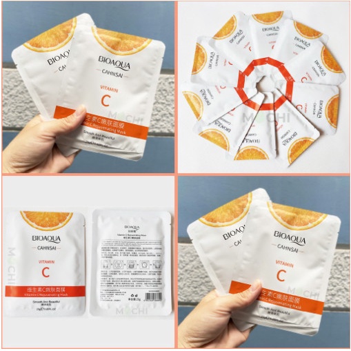 Mặt Nạ Vitamin C Dưỡng Trắng Da Cấp Ẩm Ngừa Mụn Mask Giấy Cam Vàng Bioaqua Nội Địa Trung
