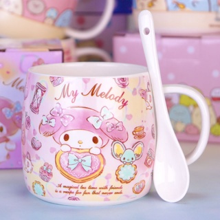 dung tích lớn Cốc ăn sáng Melody gốm, ngũ cốc, trái tim cô gái, có thìa