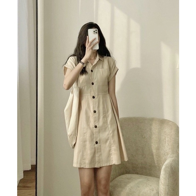 Đầm váy sơ mi 2 túi 3 màu xuongvnxk vnxk