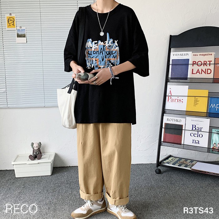 Áo thun, phông nam nữ Hàn Quốc cao cấp dáng rộng tay lỡ T-Shirt Loose R3TS43 Unisex