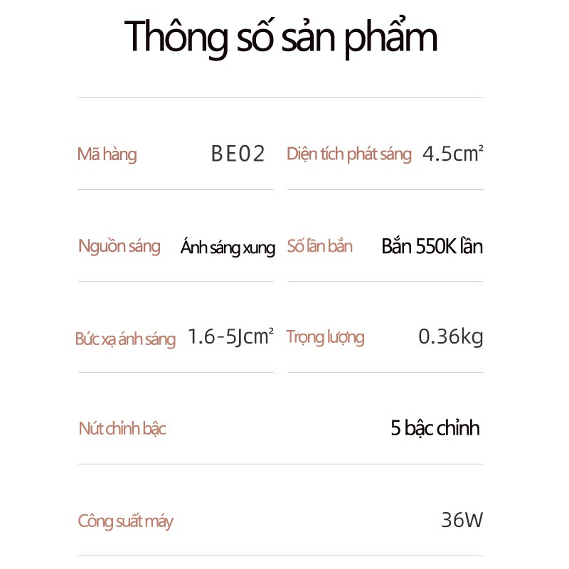 Máy triệt lông cho nữ siêu êm dịu cho da triệt lông không đau - Công Nghệ Mới Nhất Laser IPL - BE02