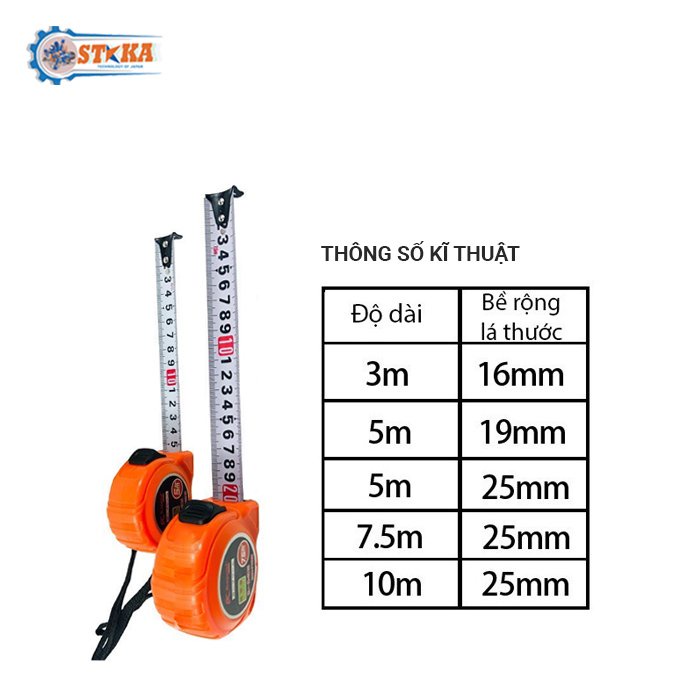 Thước Rút, Thước Cuộn Thép 3m, 5m, 10m Kapusi Nhật Bản vỏ nhựa ABS Chống sốc, số in sắc nét